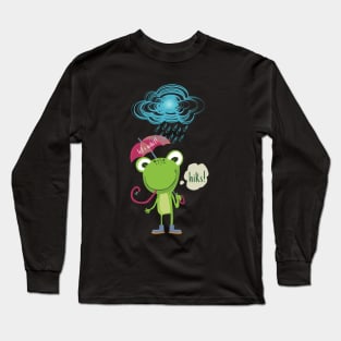 GREEN FROG WITH PINK UMBRELLA UNDER THE RAIN (hiks!) let's wibit! Long Sleeve T-Shirt